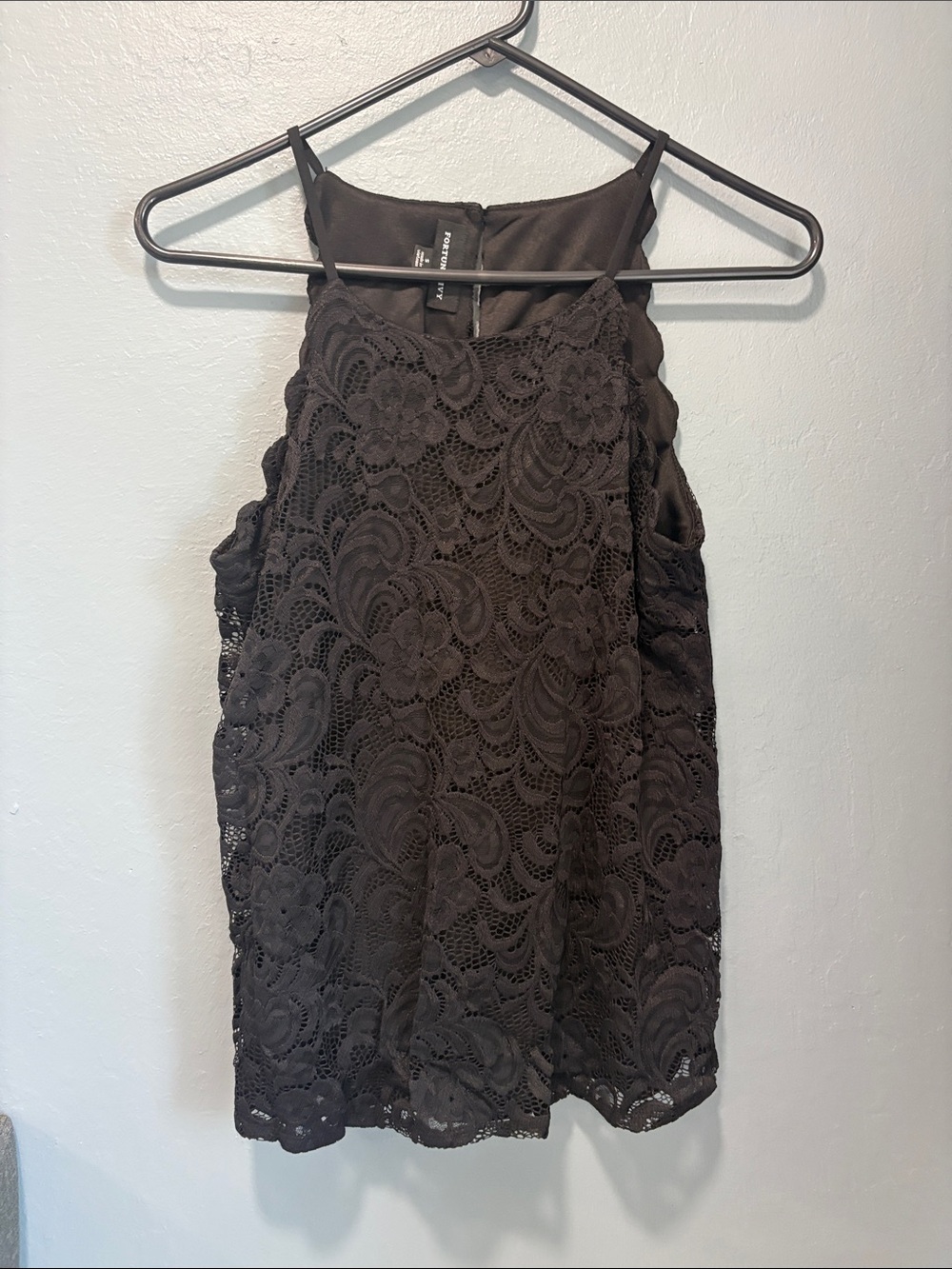 Lace Halter Mini Dress in Black by Forever 21